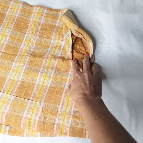 NWT Lulu's Always Sunshine Orange Plaid High Waisted Mini Skirt - Picture 6 of 11